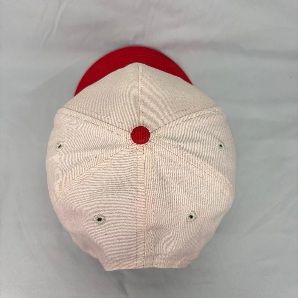 Toptie Snapback Hat Glossy Campus Mens OSFA Red Cream Embroidered Cap